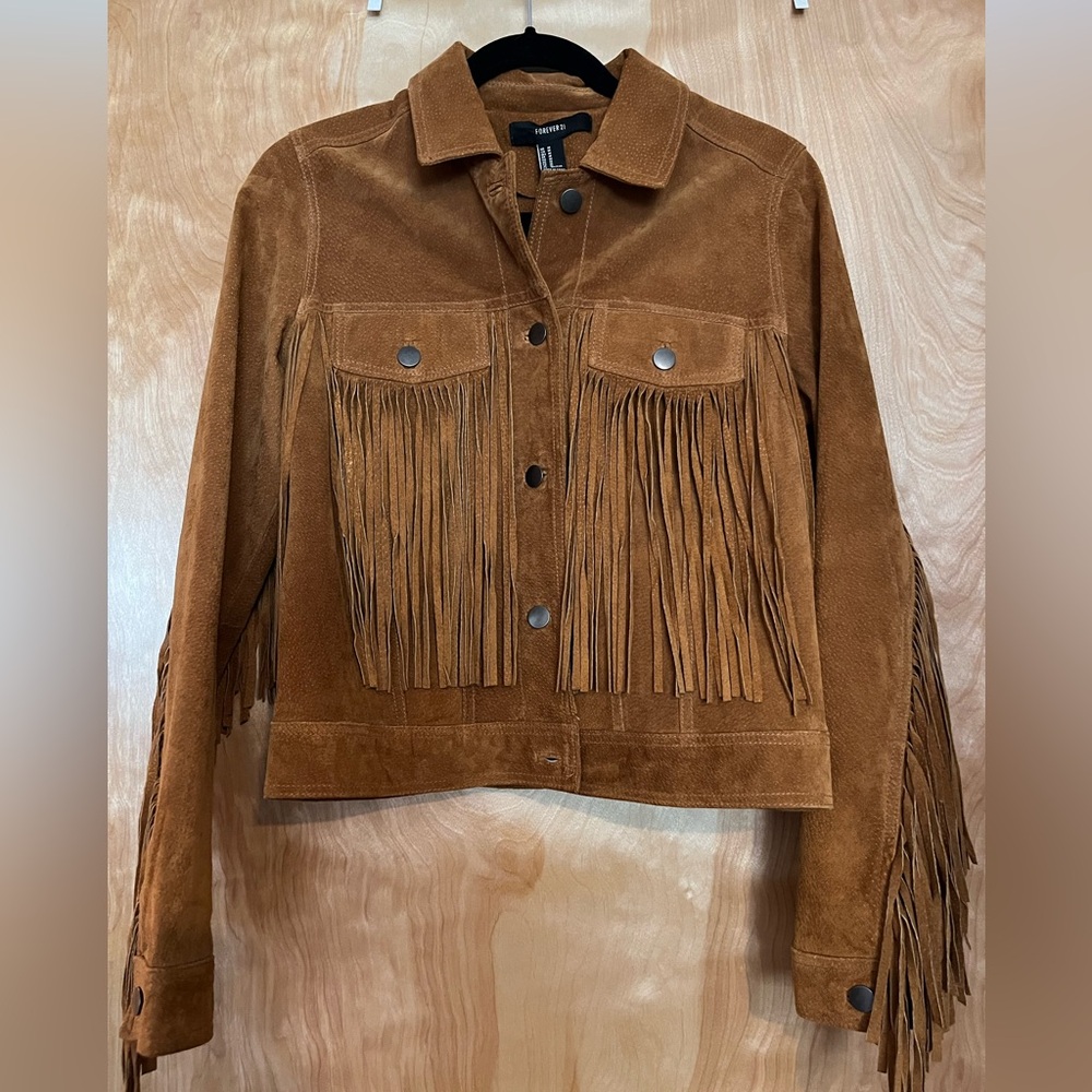Fringe Suede Jacket - Brown